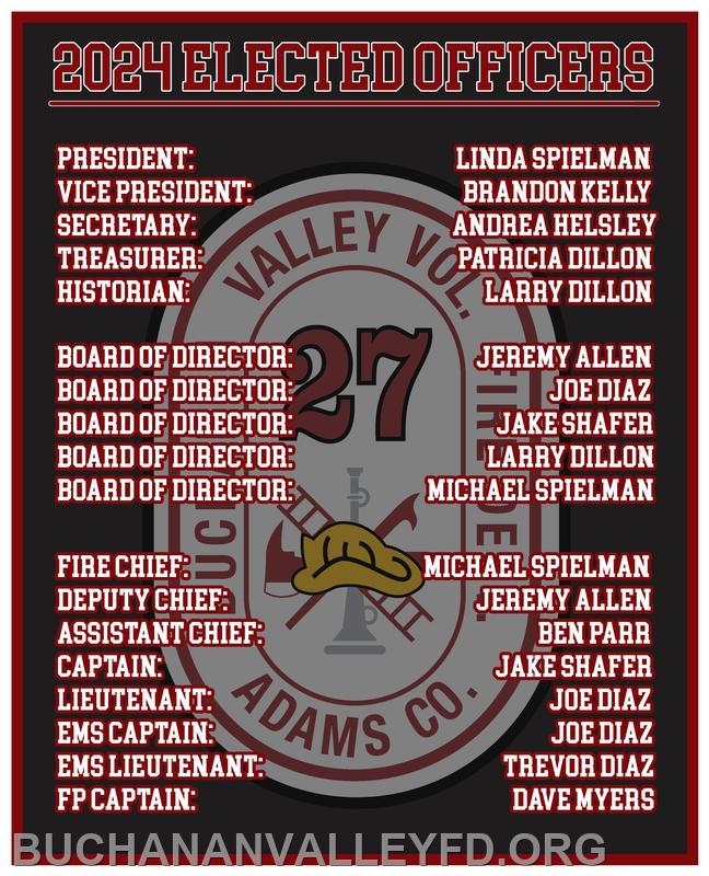 2024 Leadership For The Buchanan Valley Volunteer Fire Department   2024 BVFD Officers 